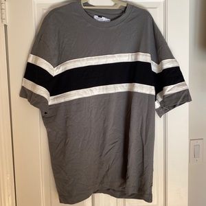 NWT Nordstrom Topman XXL gray tshirt b&w stripe SL